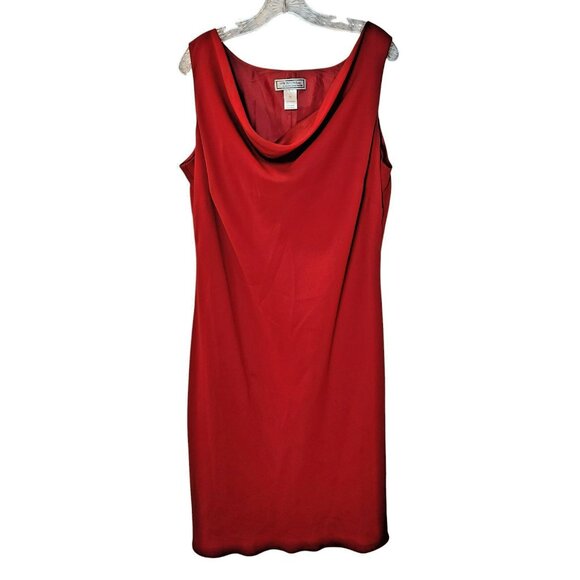 Simonton Says Dress 1X | Red Shift | Drape Neck | Sleeveless | Office to Cocktai - Picture 4 of 7